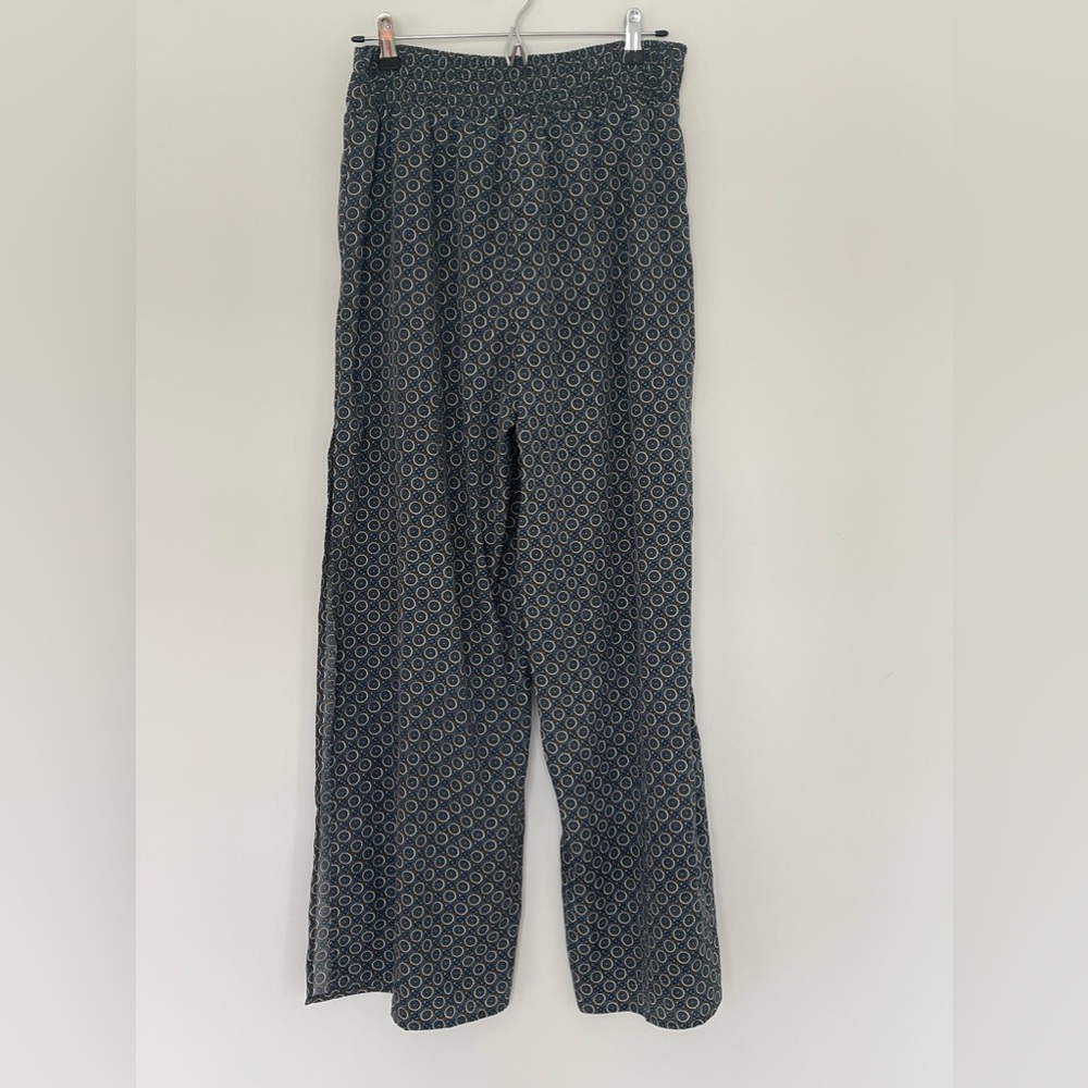 Vintage 90s La Femme Satin High Slit Elastic High Waist Wide Leg Pants Sz Medium